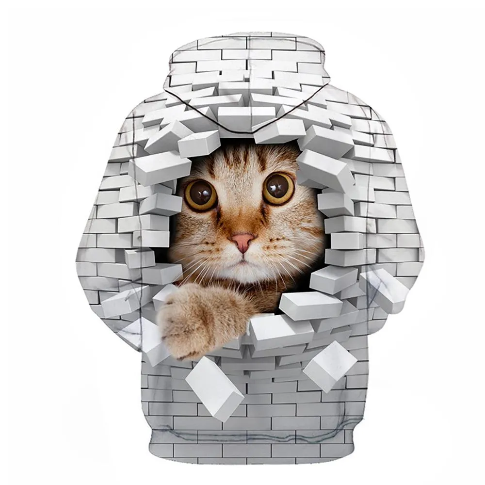 3D Graphic Printed Hoodies Cat
