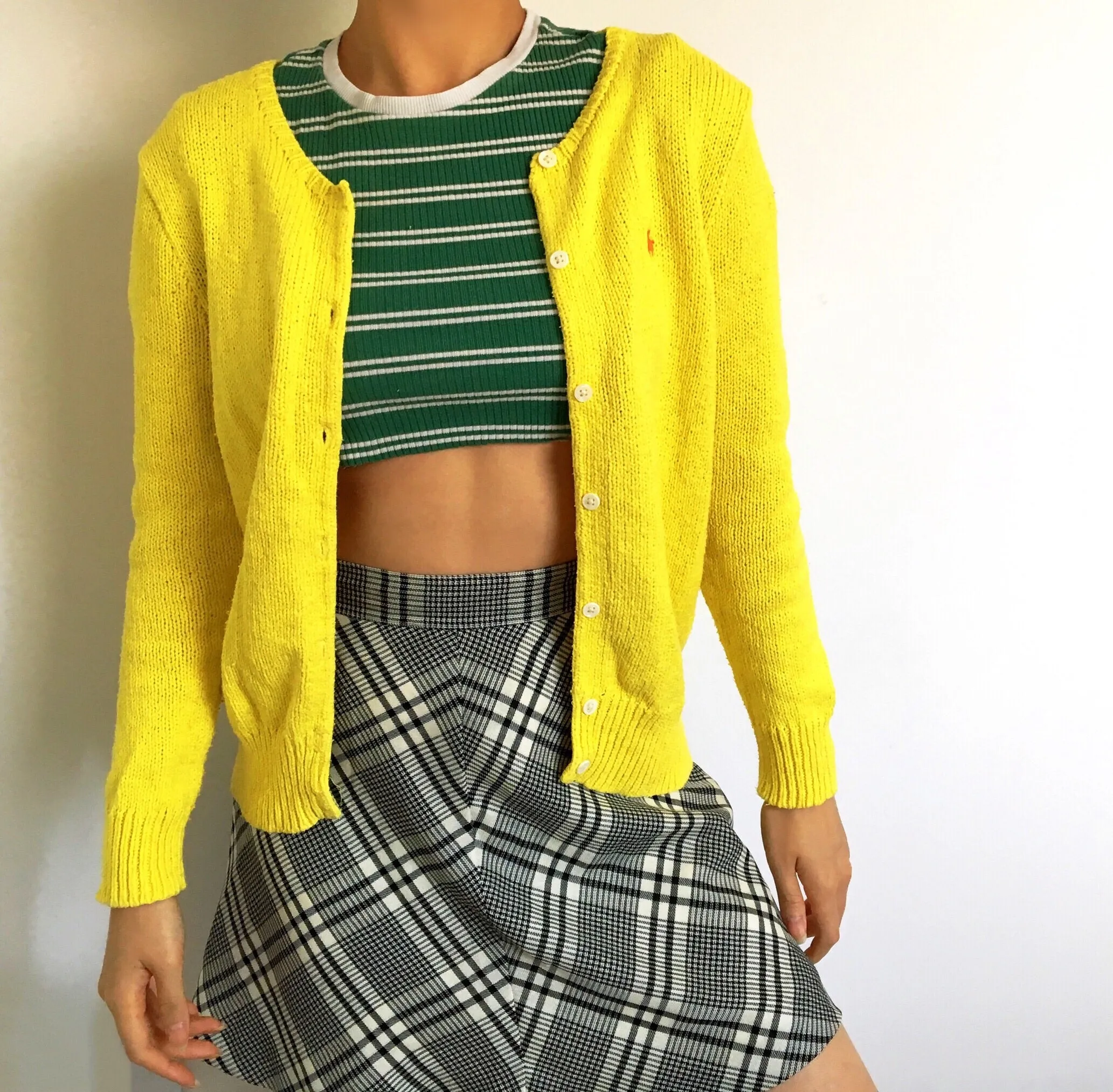 90S Y2K  HIGH WAIST WAISTED CHECK CHECKED  SKIRT