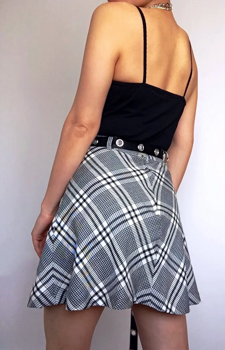 90S Y2K  HIGH WAIST WAISTED CHECK CHECKED  SKIRT