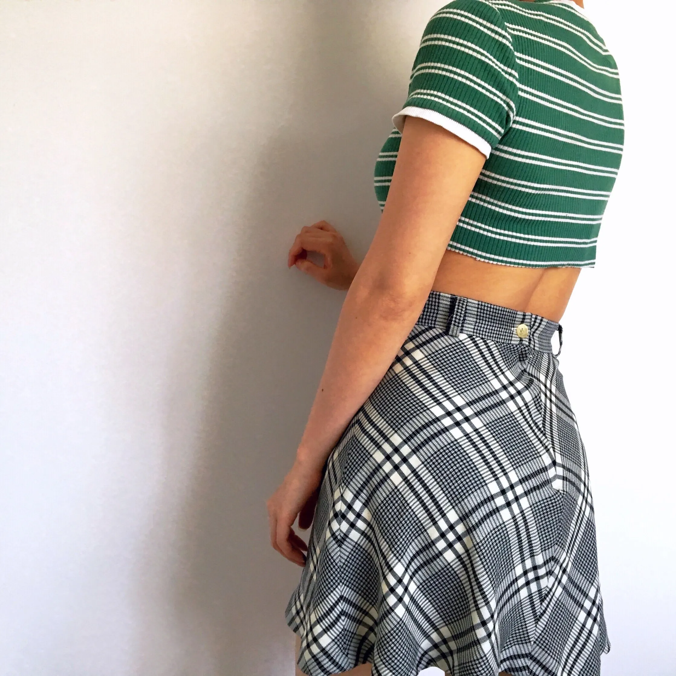 90S Y2K  HIGH WAIST WAISTED CHECK CHECKED  SKIRT