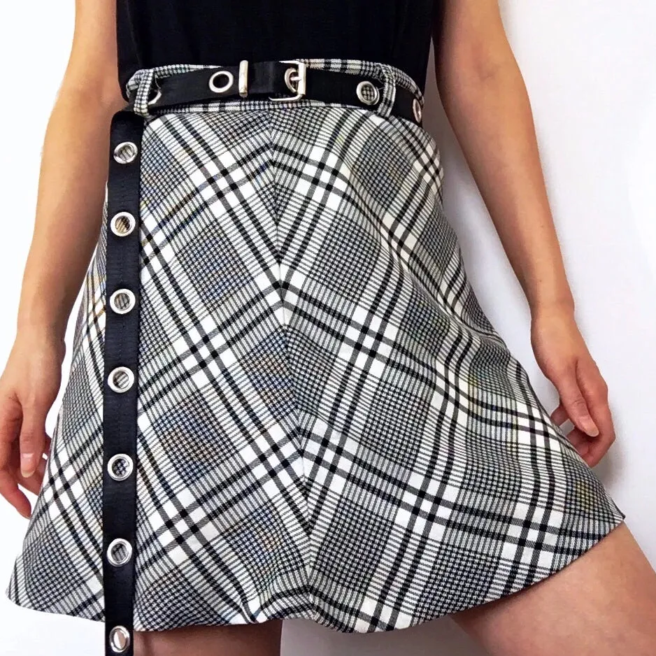 90S Y2K  HIGH WAIST WAISTED CHECK CHECKED  SKIRT