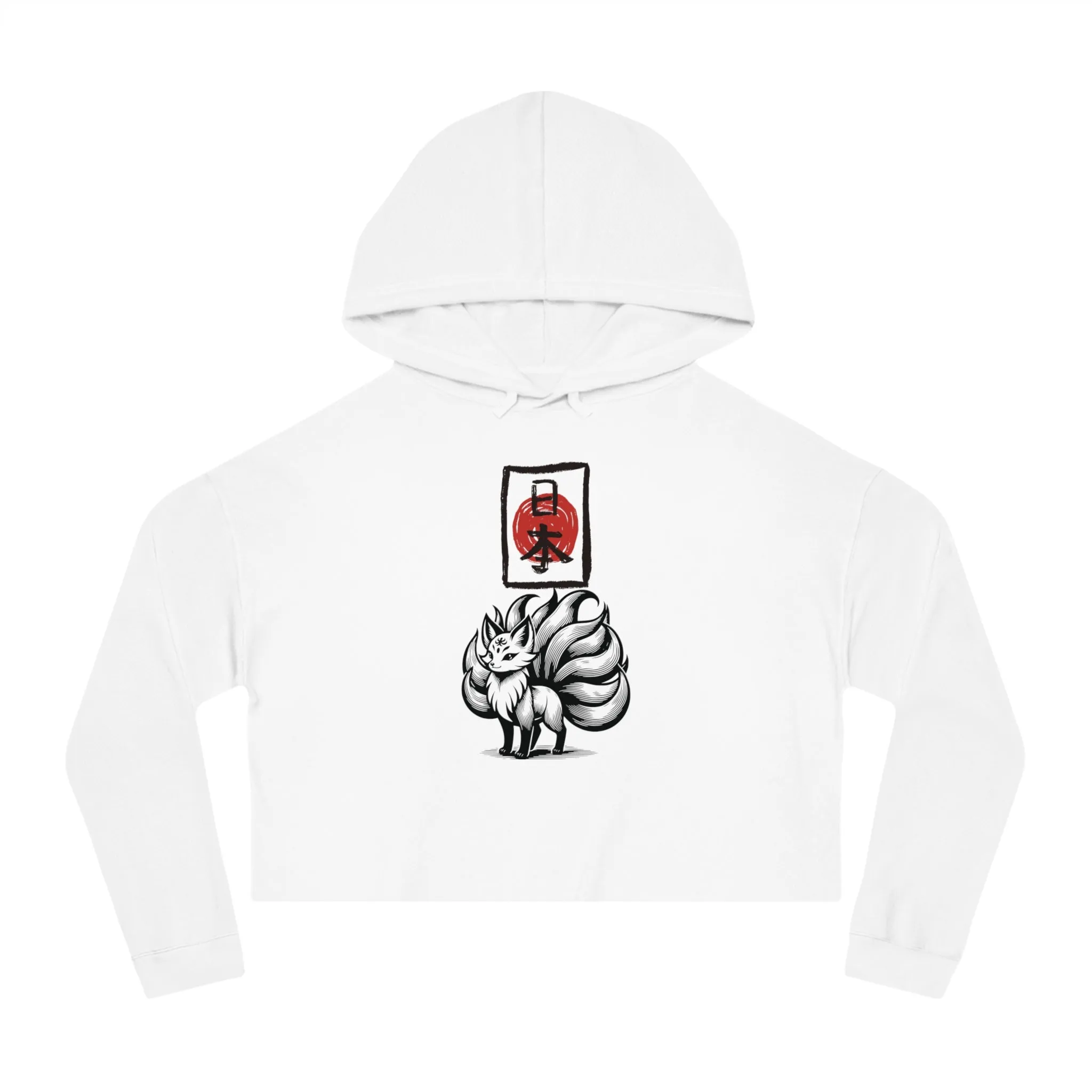 Anime-Inspired Hoodie Women's Cropped Sweatshirt with Kawaii Fox Design