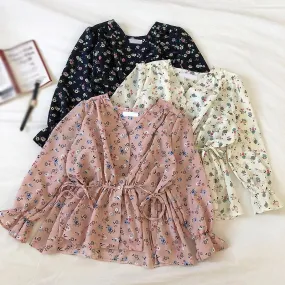 Arabella - Sweet Floral V-Neck Chiffon Blouse for Women
