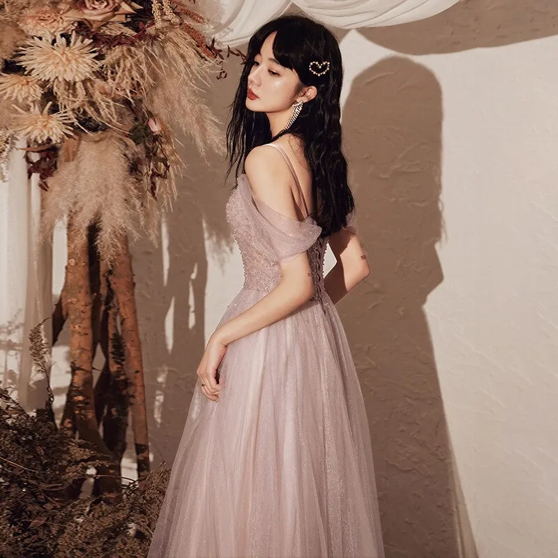 Arrival Sweet Pink Banquet Dresses Women Bandage Spaghetti