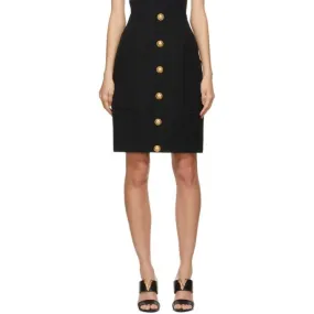 Balmain Black Wool High-Waisted Skirt