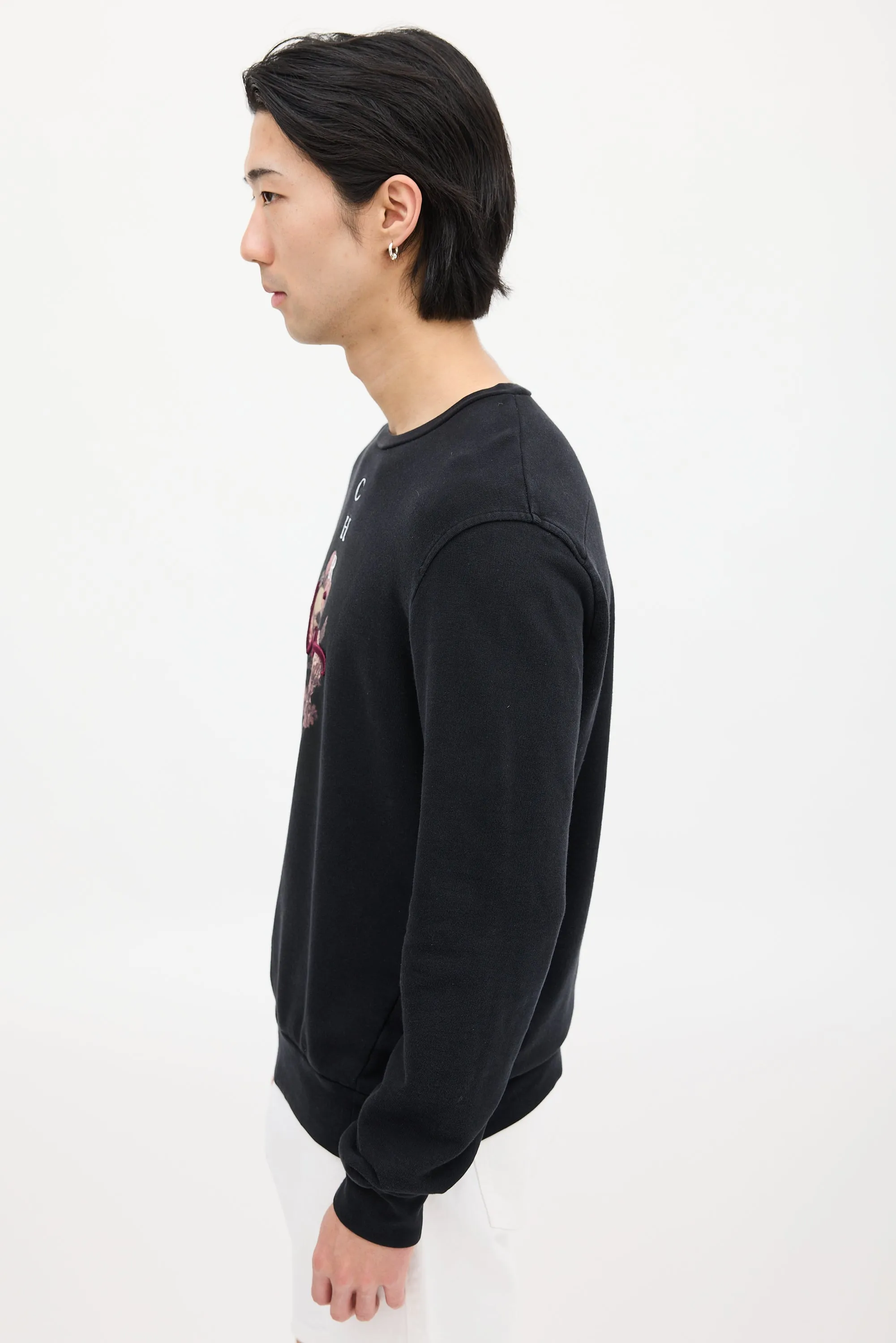 Black & Multicolour Embroidered Graphic Sweatshirt