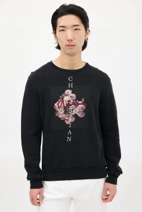 Black & Multicolour Embroidered Graphic Sweatshirt