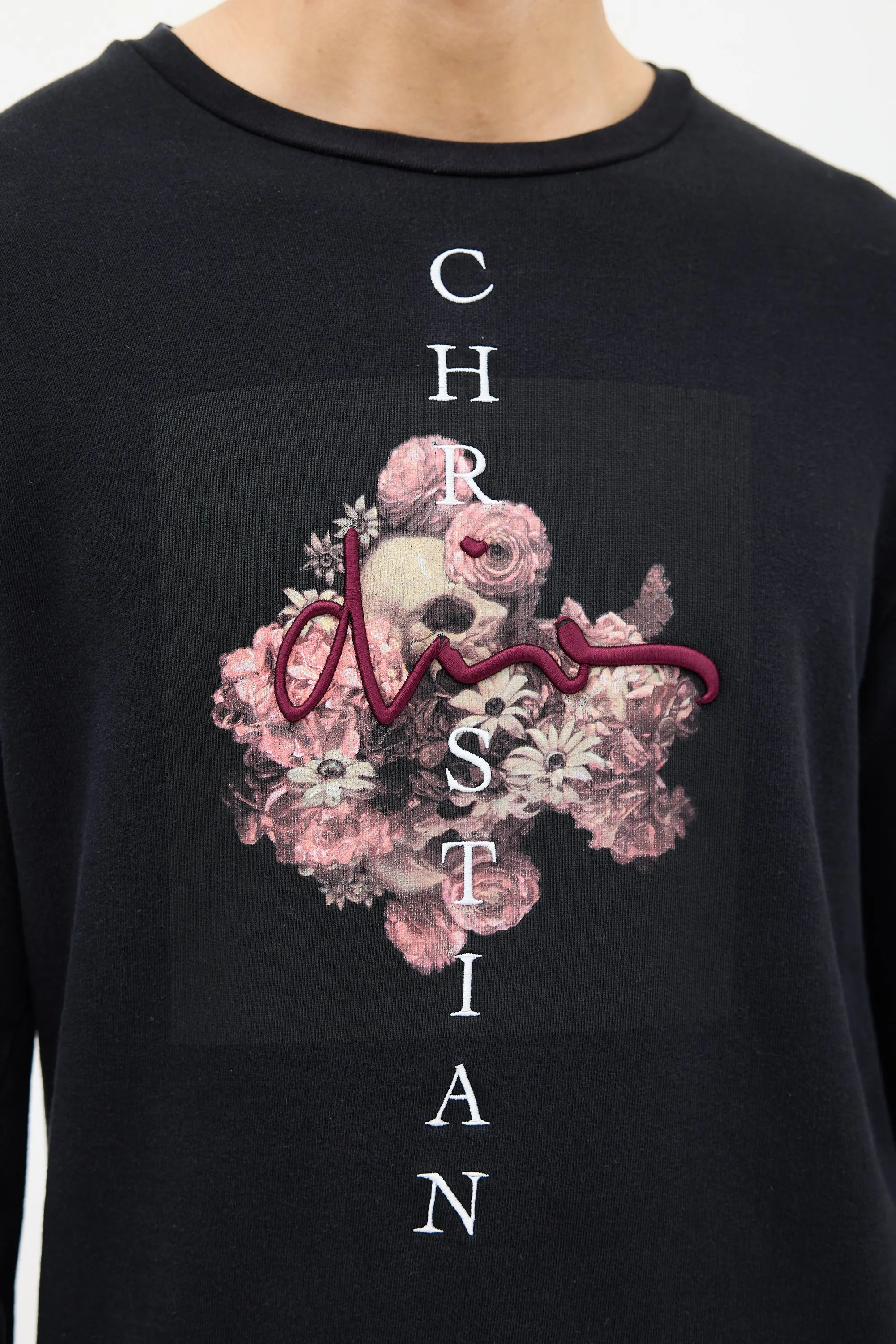 Black & Multicolour Embroidered Graphic Sweatshirt
