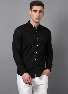 Black Button down Shirt with Contrast White Buttons