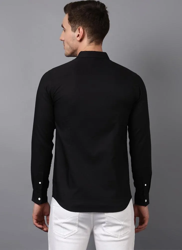 Black Button down Shirt with Contrast White Buttons