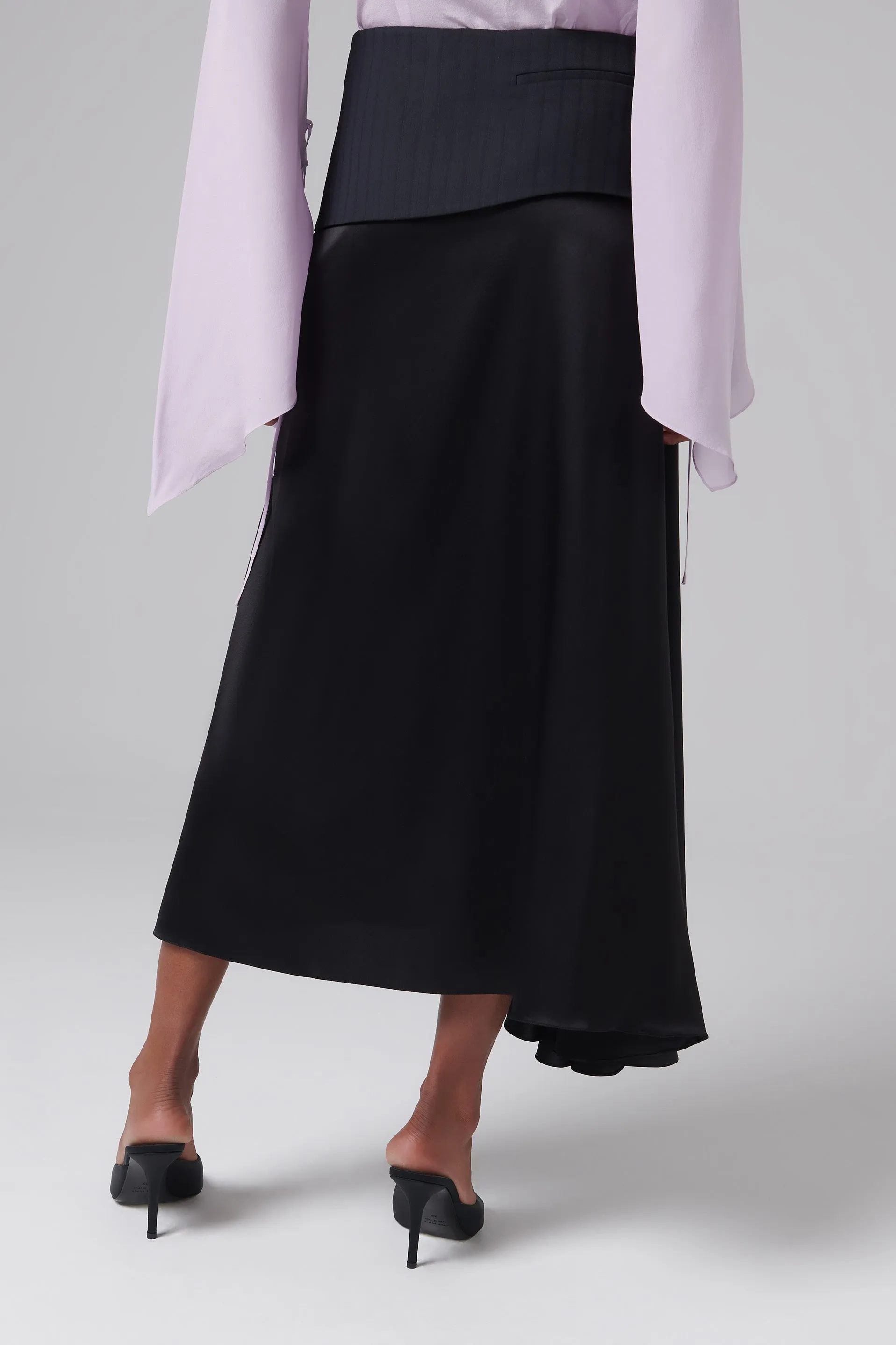 Black Lined Belt Layer Skirt
