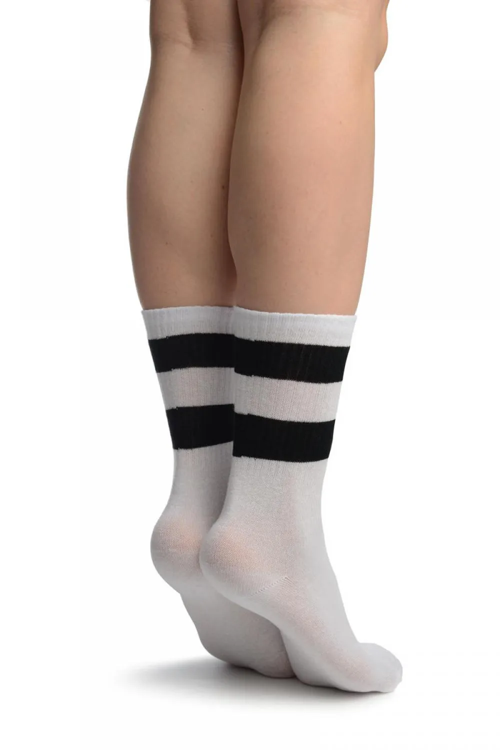 Black Stripes On White (Referee) Ankle High Socks