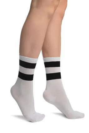 Black Stripes On White (Referee) Ankle High Socks