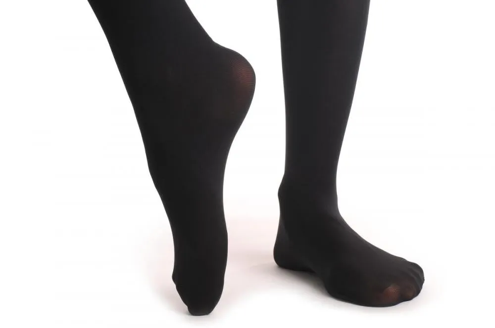 Black With Semi Transparent Black & Grey Stripes Over The Knee 40 Den