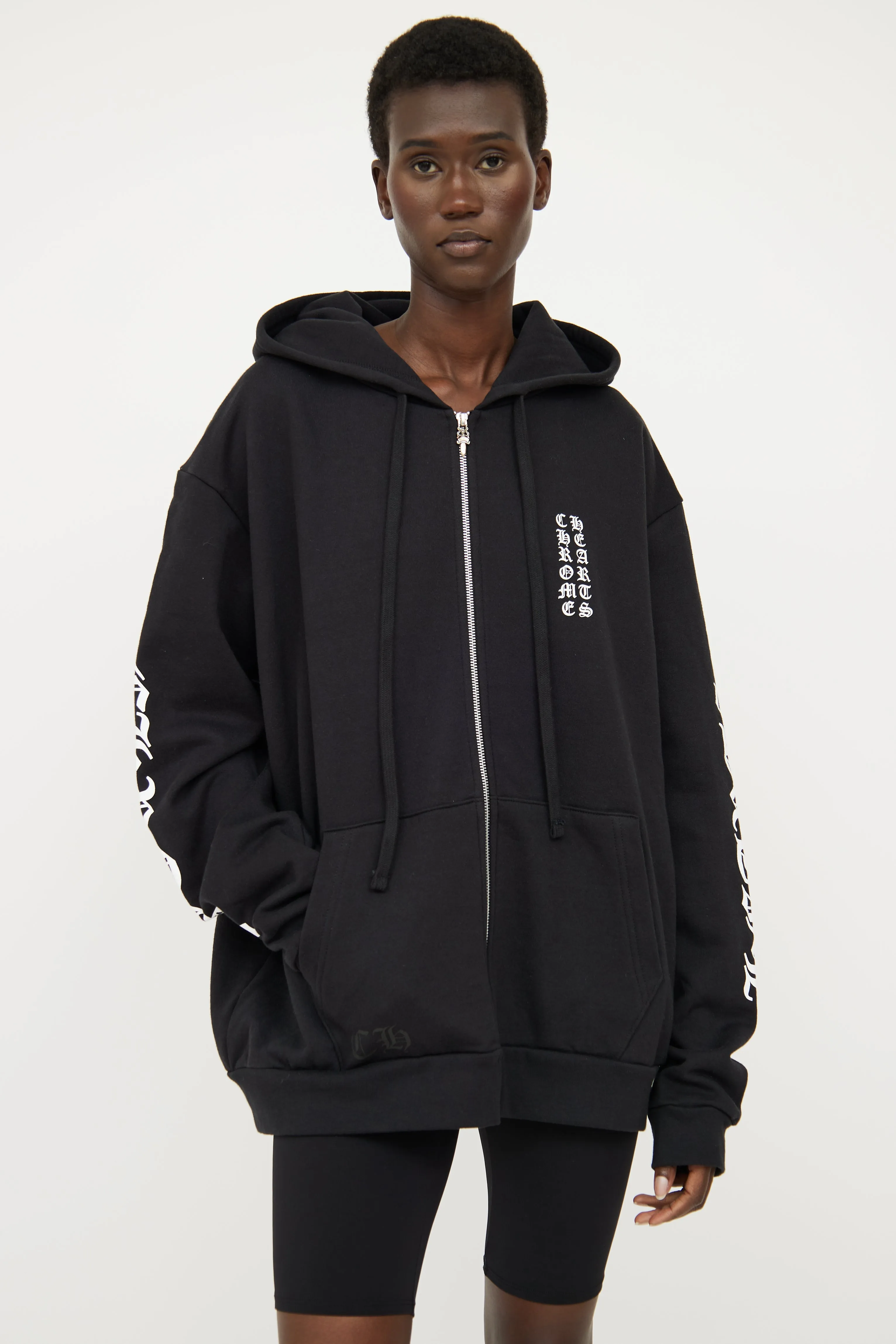 Black Zip Graphic Hoodie