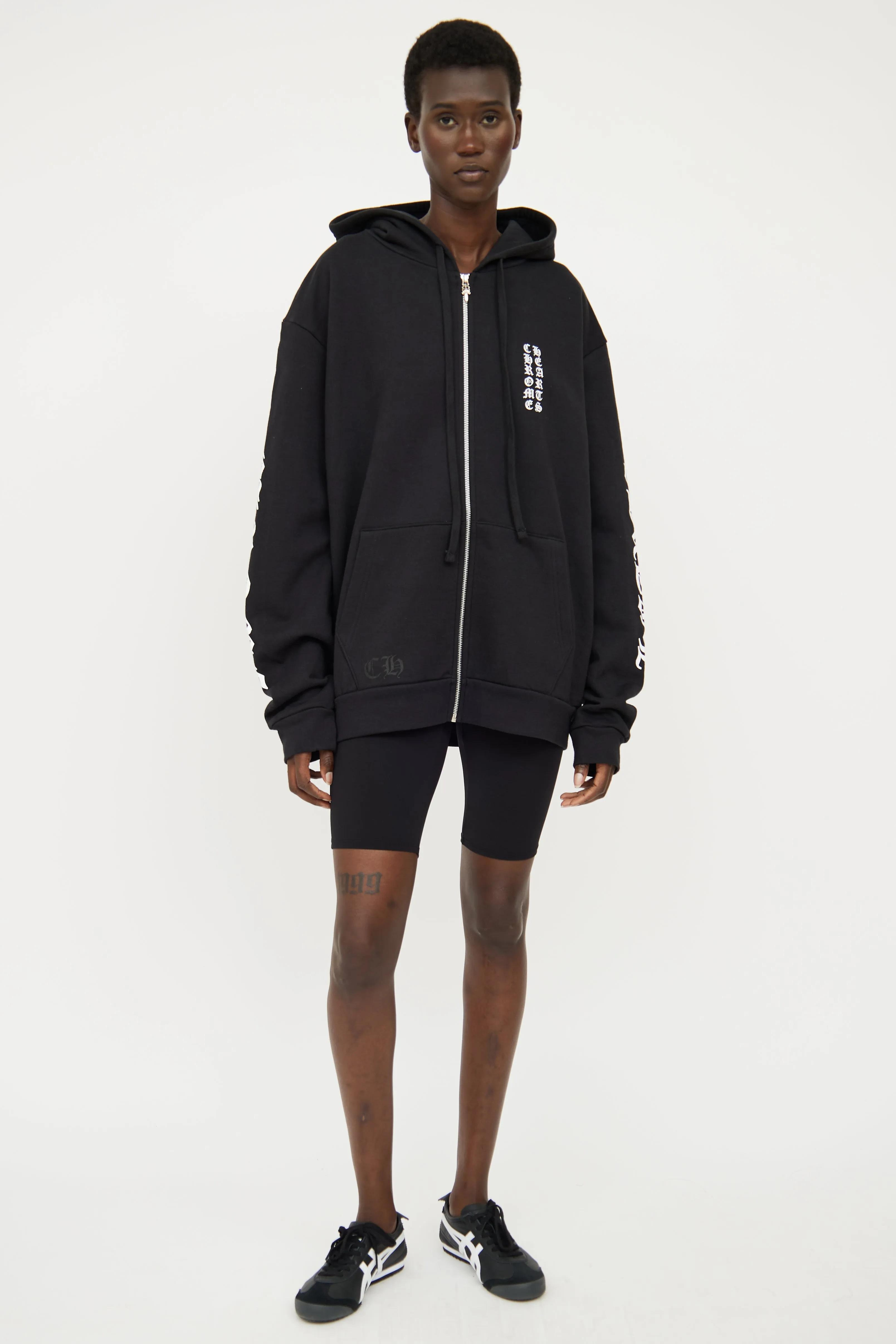 Black Zip Graphic Hoodie