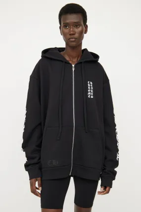Black Zip Graphic Hoodie