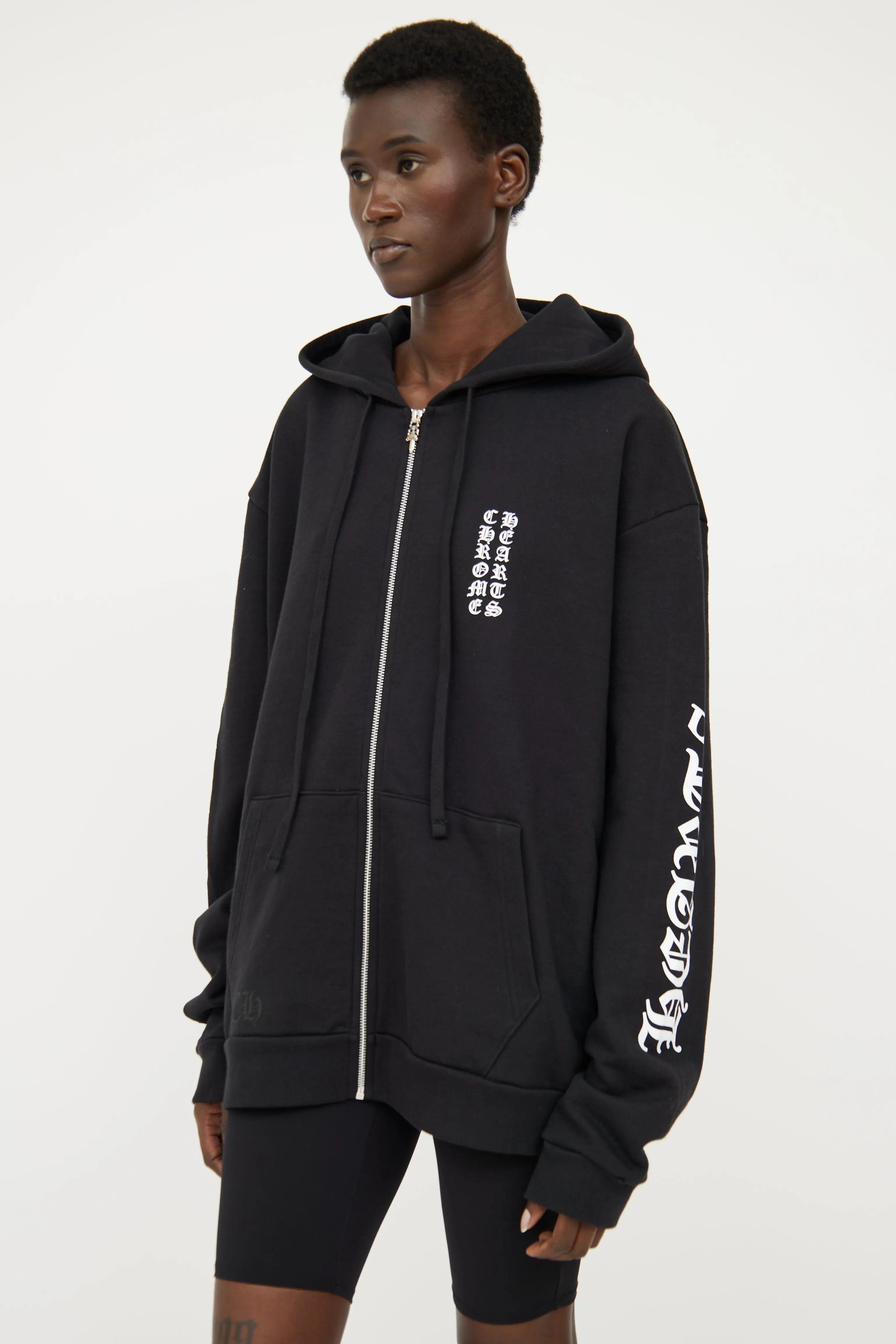 Black Zip Graphic Hoodie