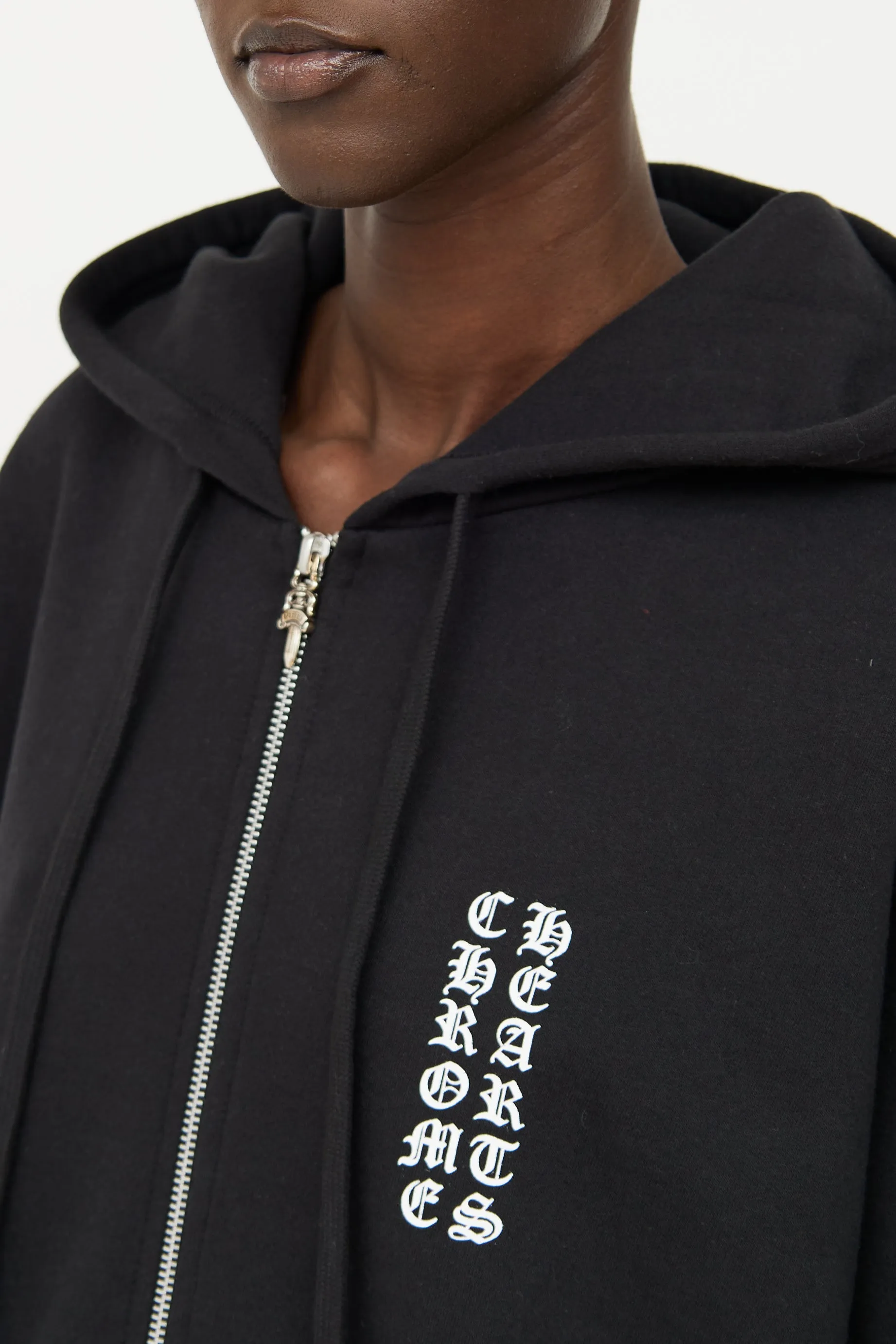 Black Zip Graphic Hoodie