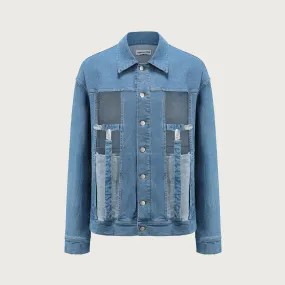 Blue Patchwork Denim Jacket