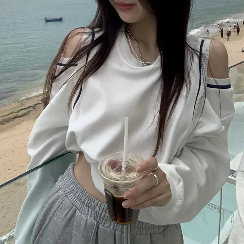 Boring Honey White Off Shoulder Hoodie: Effortless Autumn Style