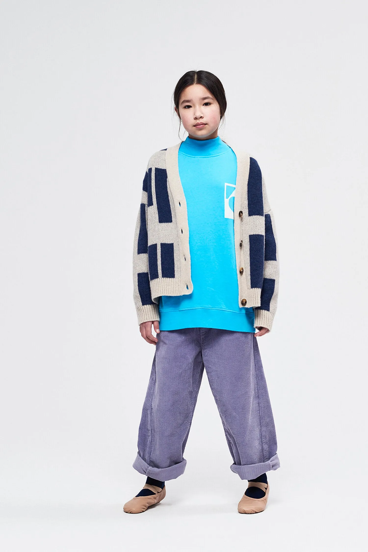 Cardigan Jacquard Blue Blocks