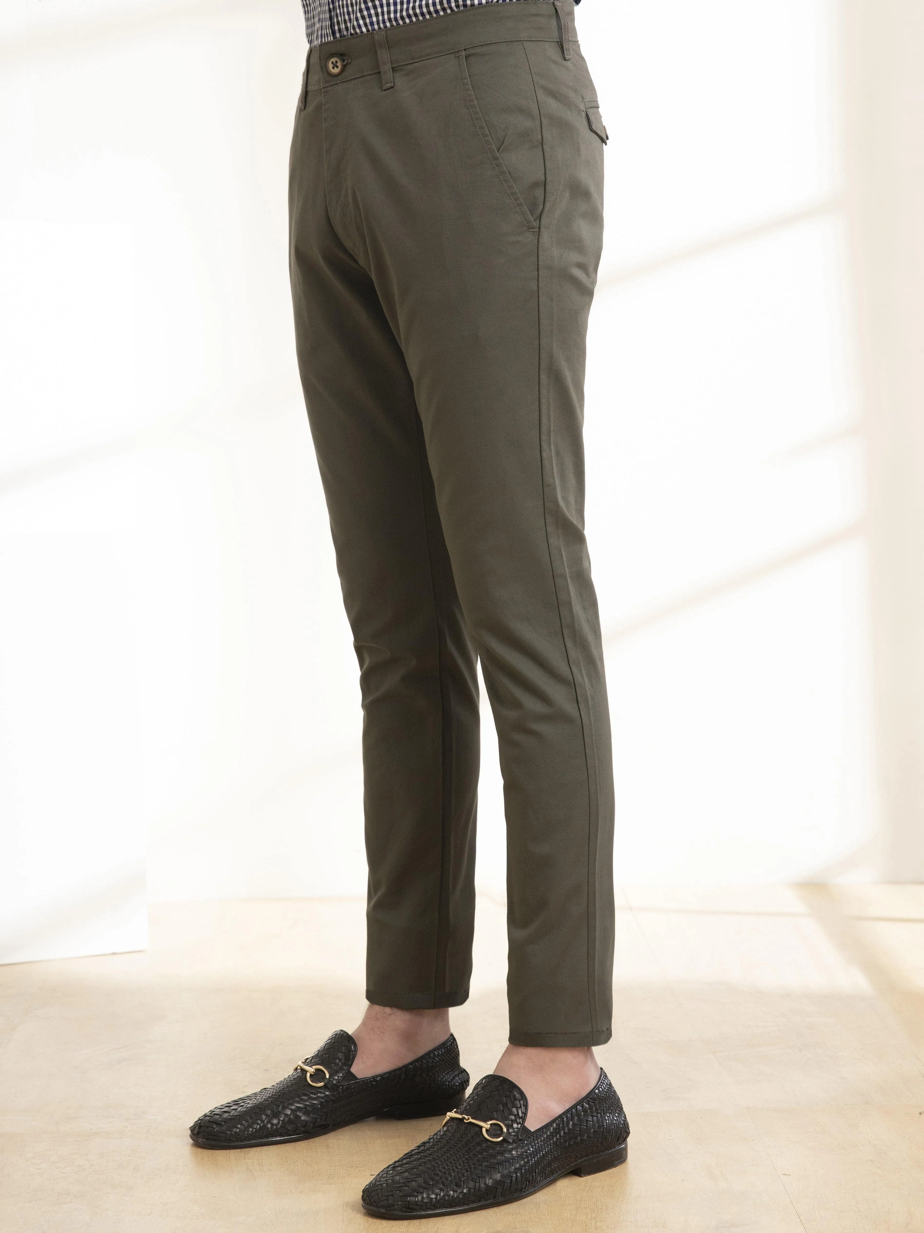 CASUAL PANT SLIM FIT CROSS POCKET OLIVE