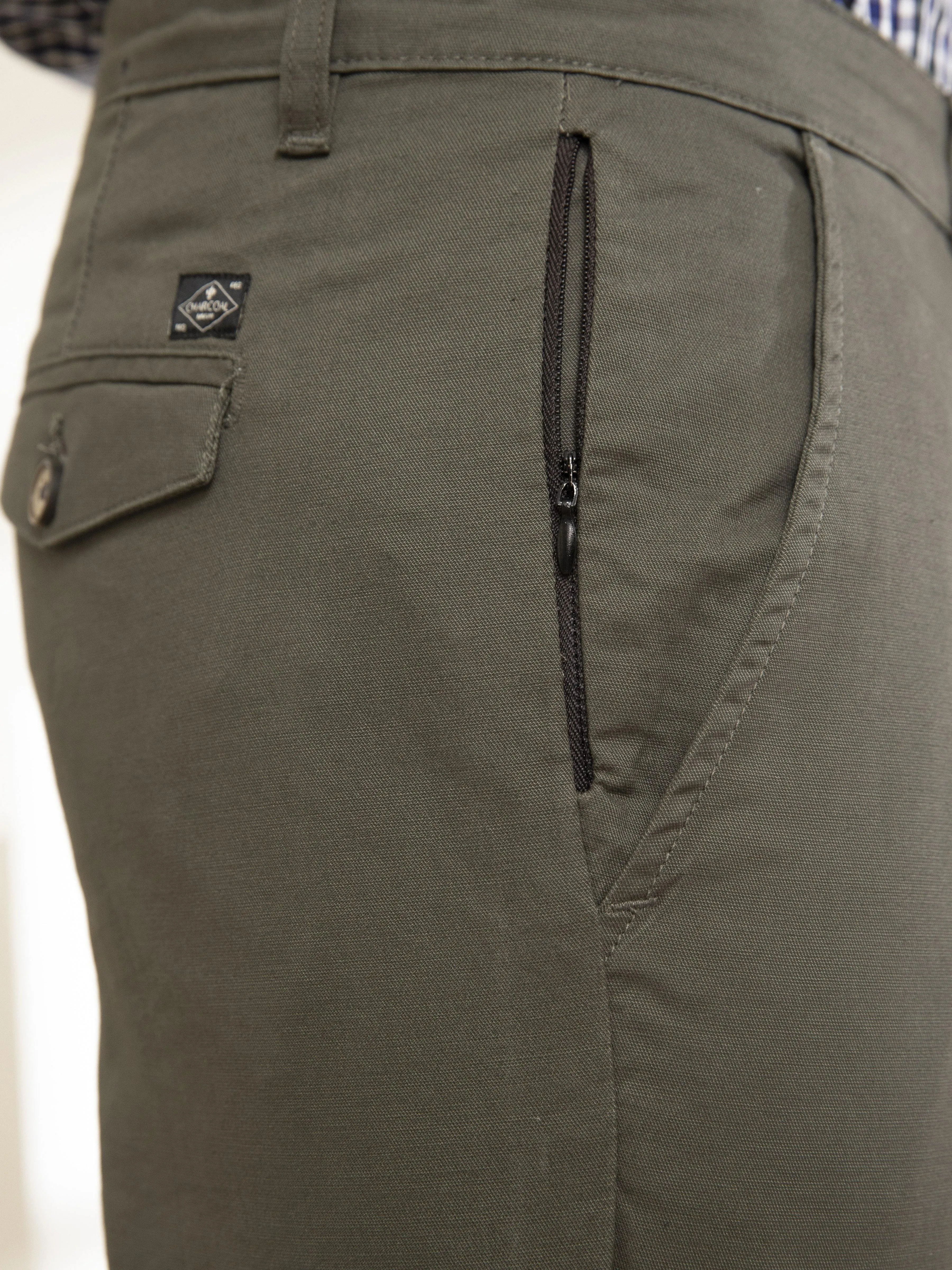 CASUAL PANT SLIM FIT CROSS POCKET OLIVE