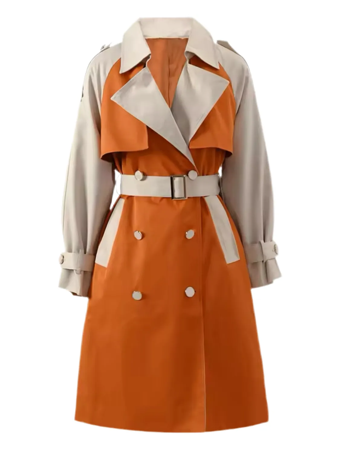 Classic Color Block Trench Coat