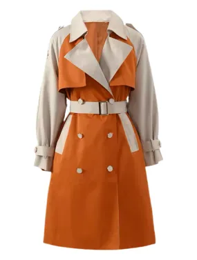 Classic Color Block Trench Coat
