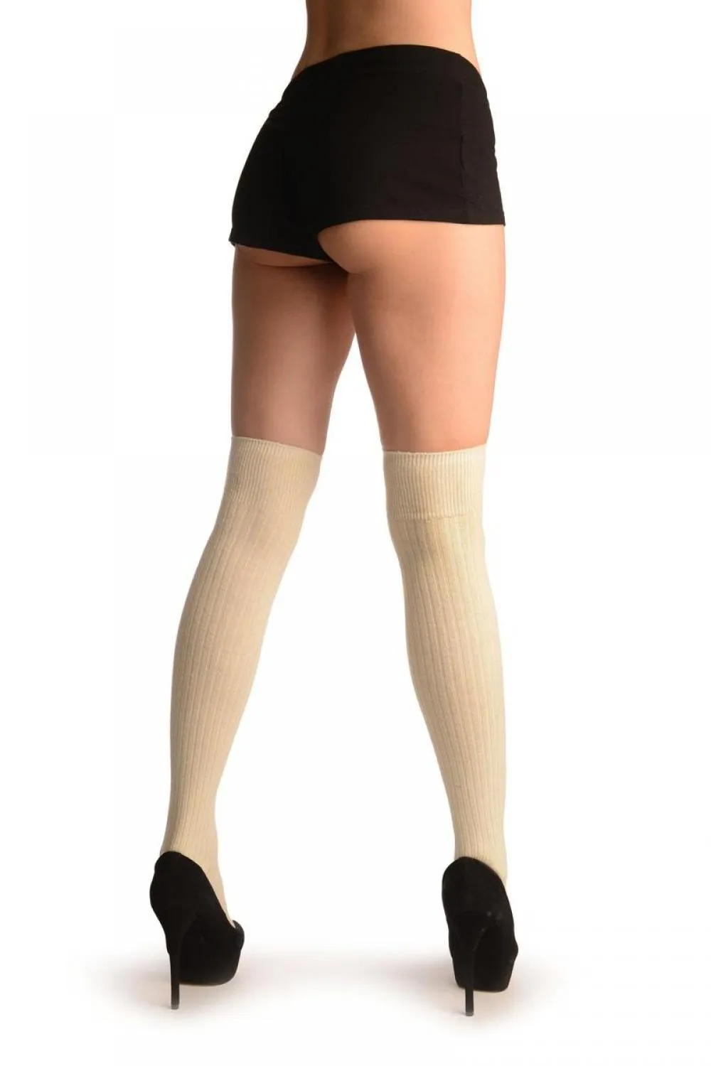 Cream Pinstripes Merino Wool Blend