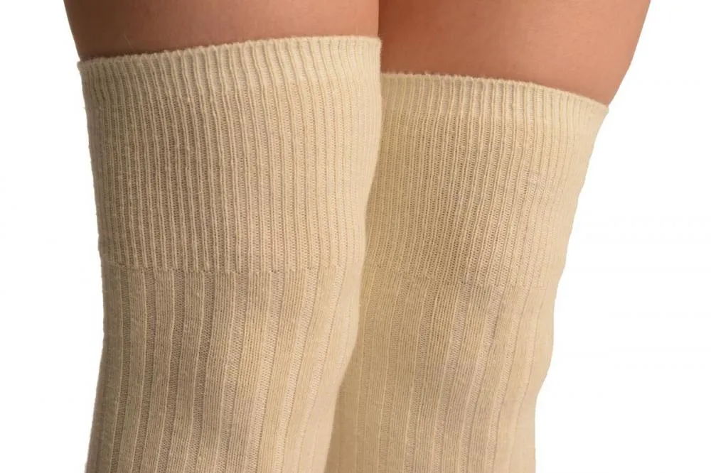 Cream Pinstripes Merino Wool Blend
