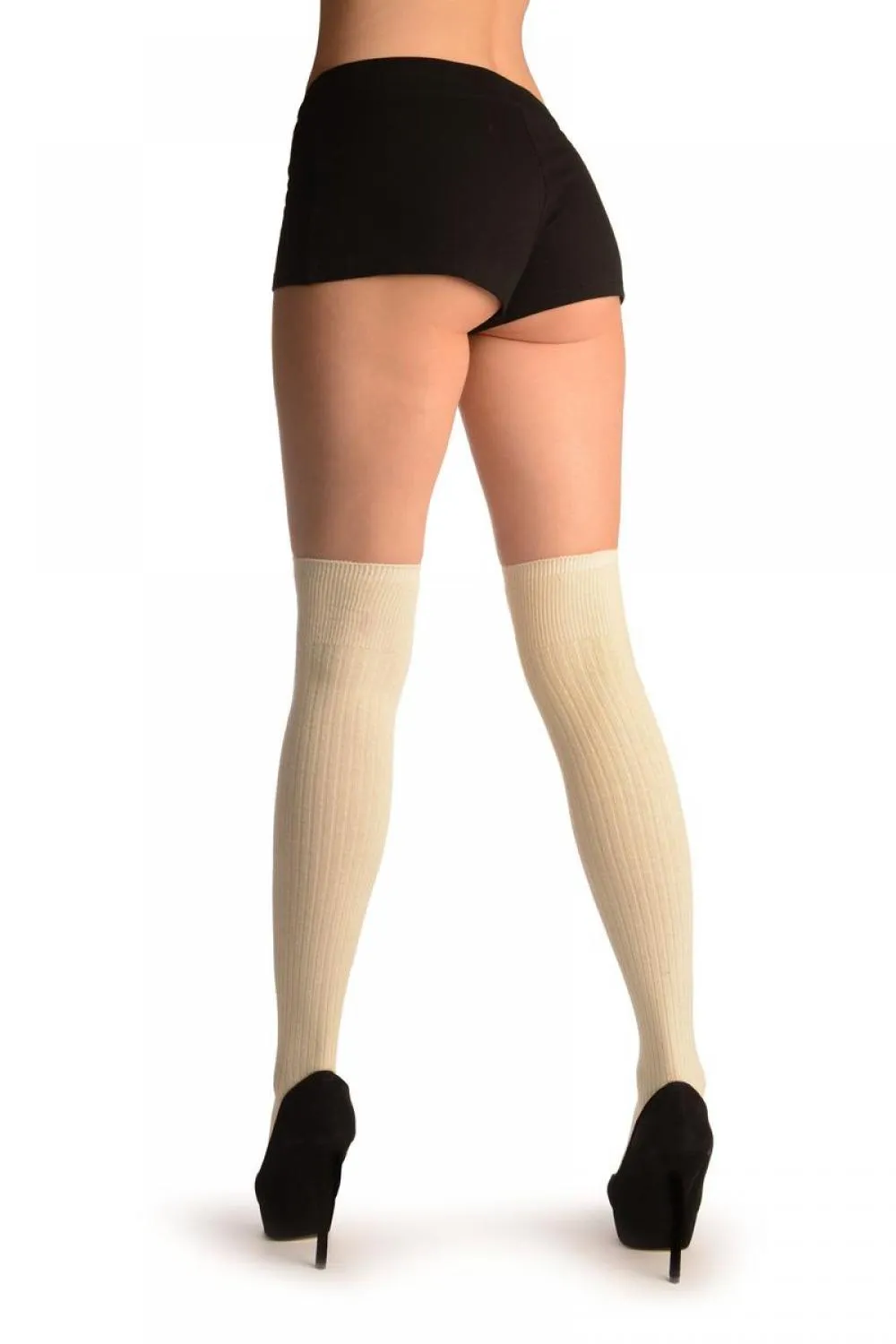 Cream Pinstripes Merino Wool Blend