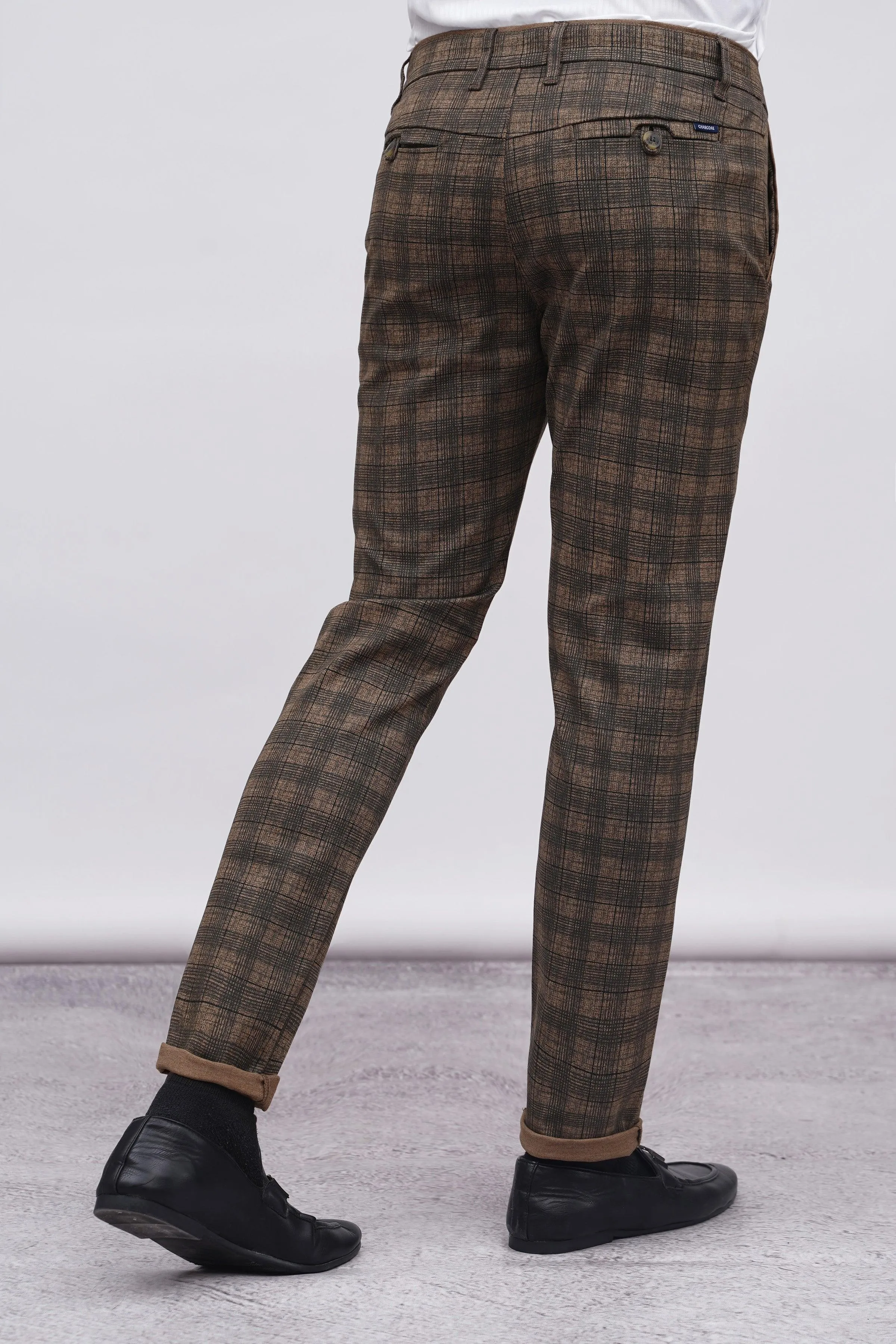 CROSS POCKET CASUAL PANT KHAKI BLACK CHECK