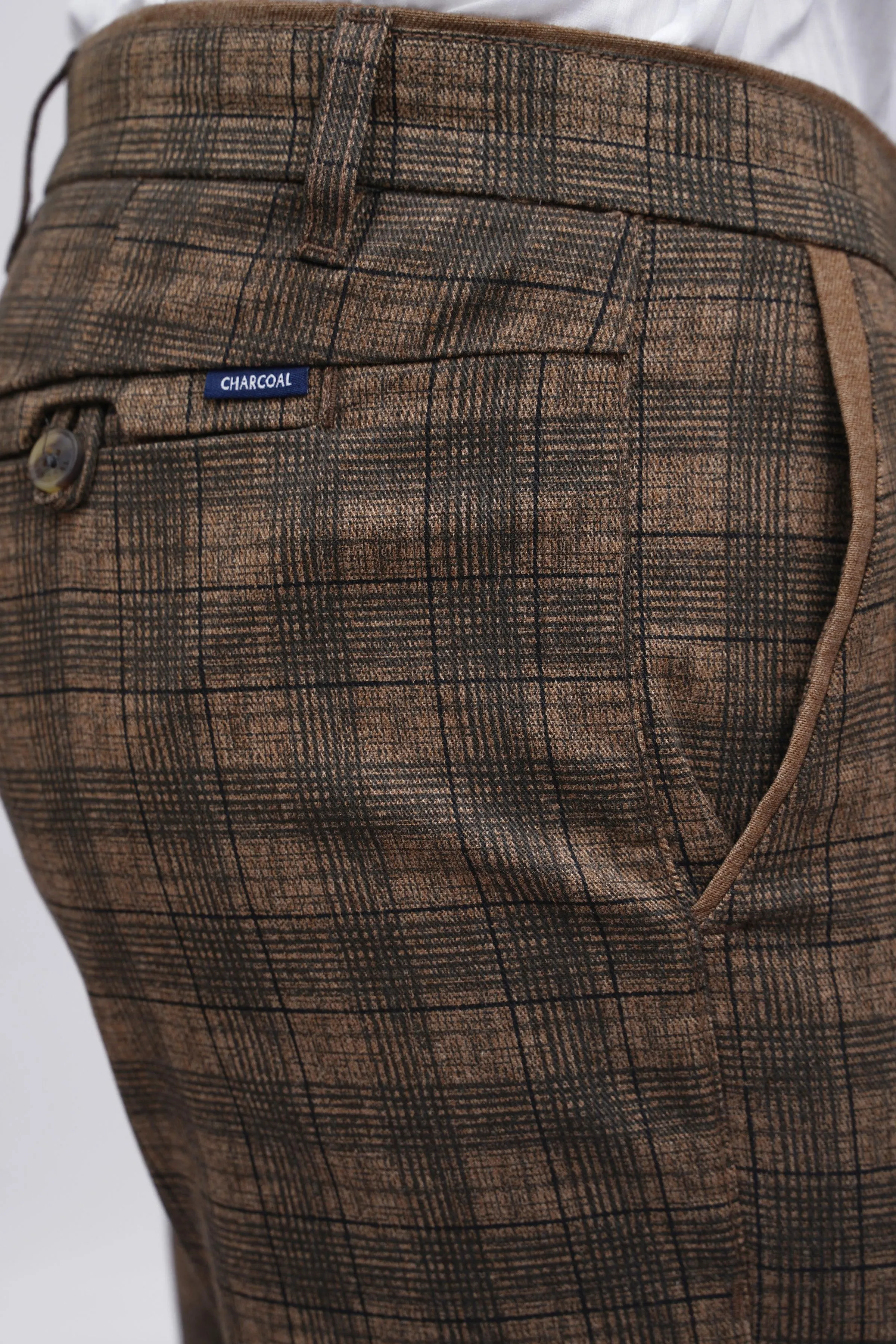 CROSS POCKET CASUAL PANT KHAKI BLACK CHECK