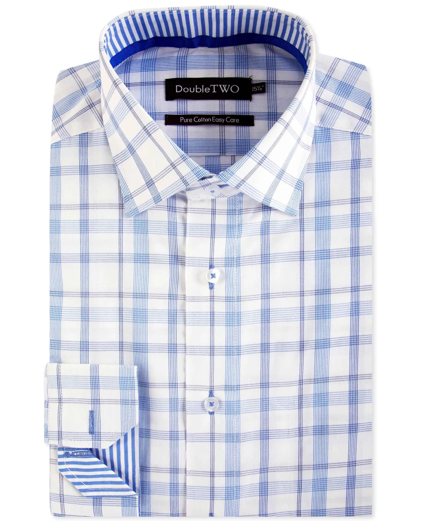 Double Two Mens Big Size Pure Cotton Easy Care LS Formal Shirts (SAW19)