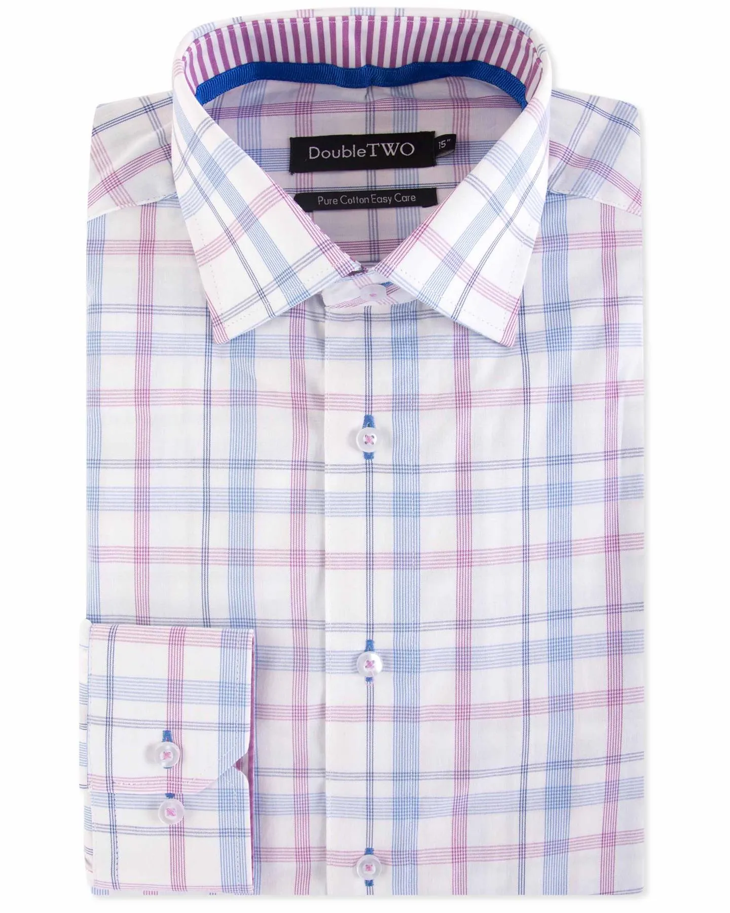 Double Two Mens Big Size Pure Cotton Easy Care LS Formal Shirts (SAW19)