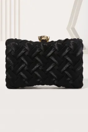 Elegant Black Satin Wedding Clutch Purses