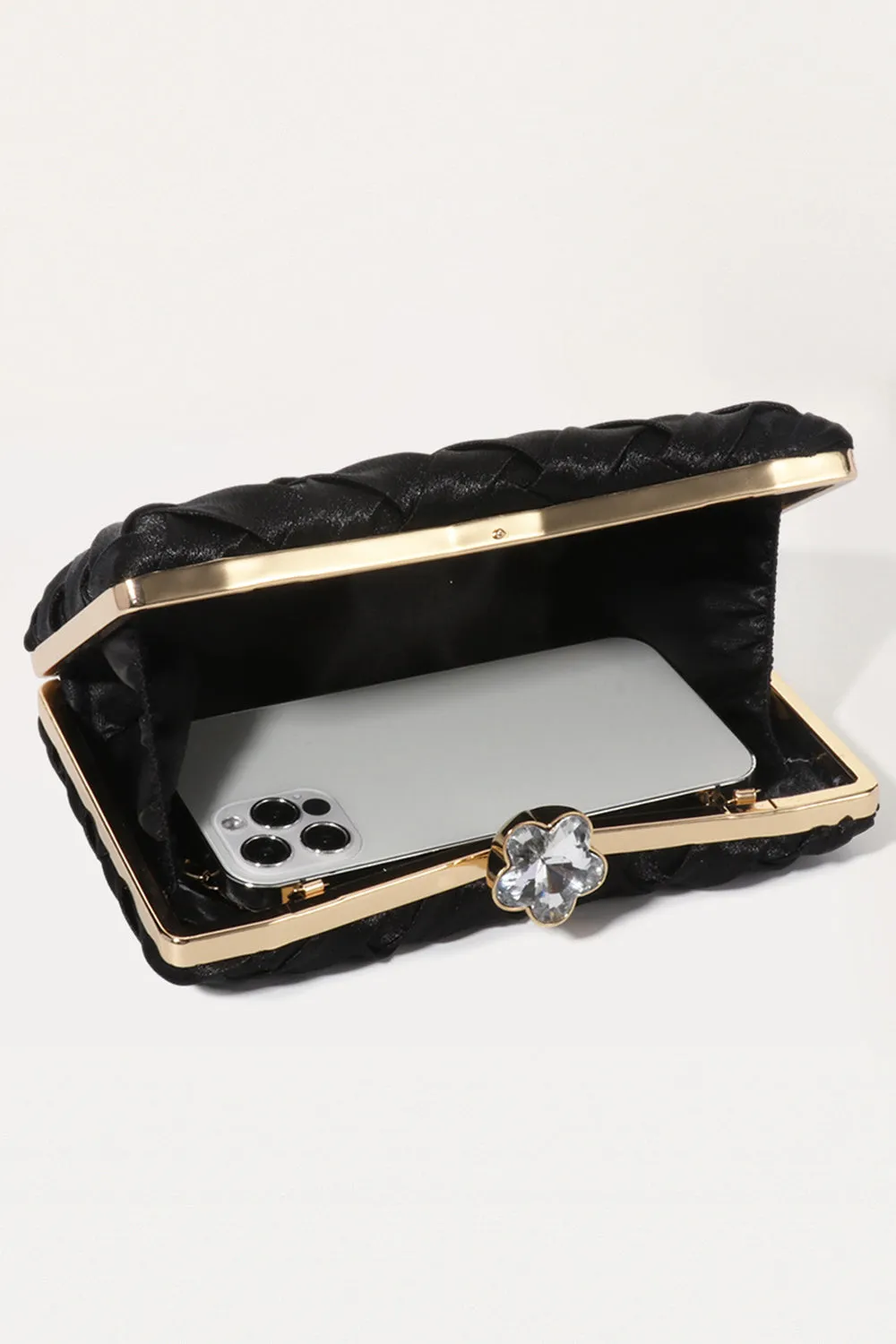 Elegant Black Satin Wedding Clutch Purses