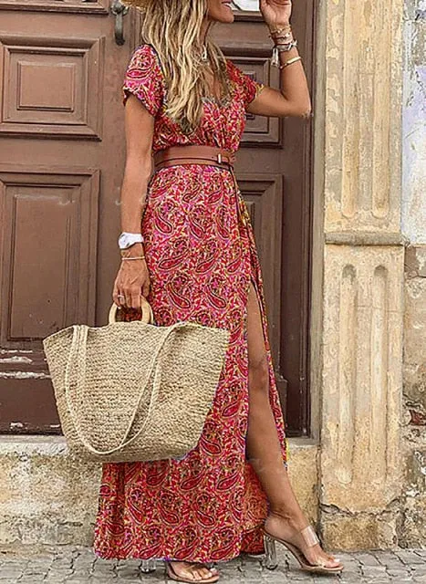 Elegant High Slit Beach Robe Dress