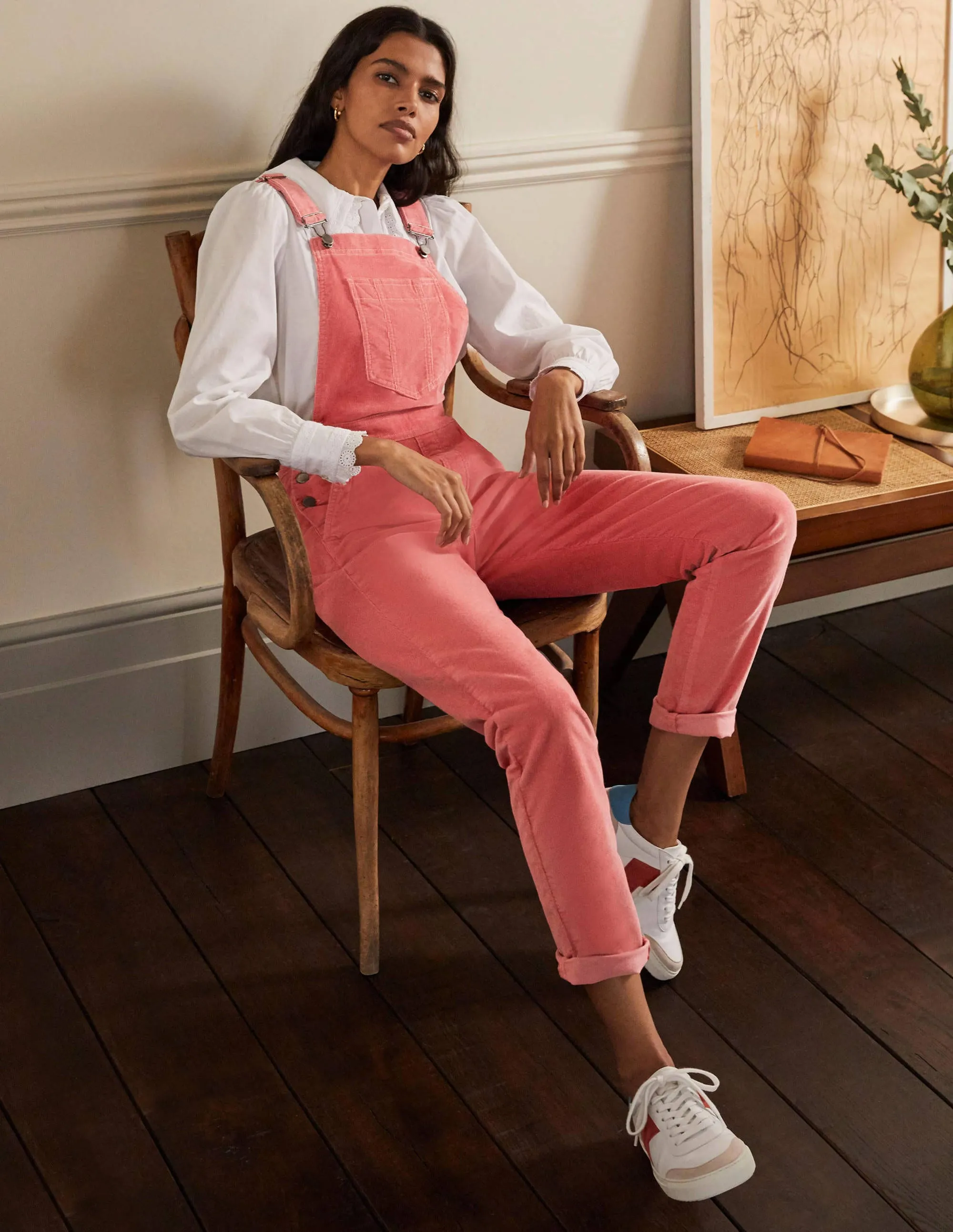 Girlfriend Dungarees-Dusty Red Cord