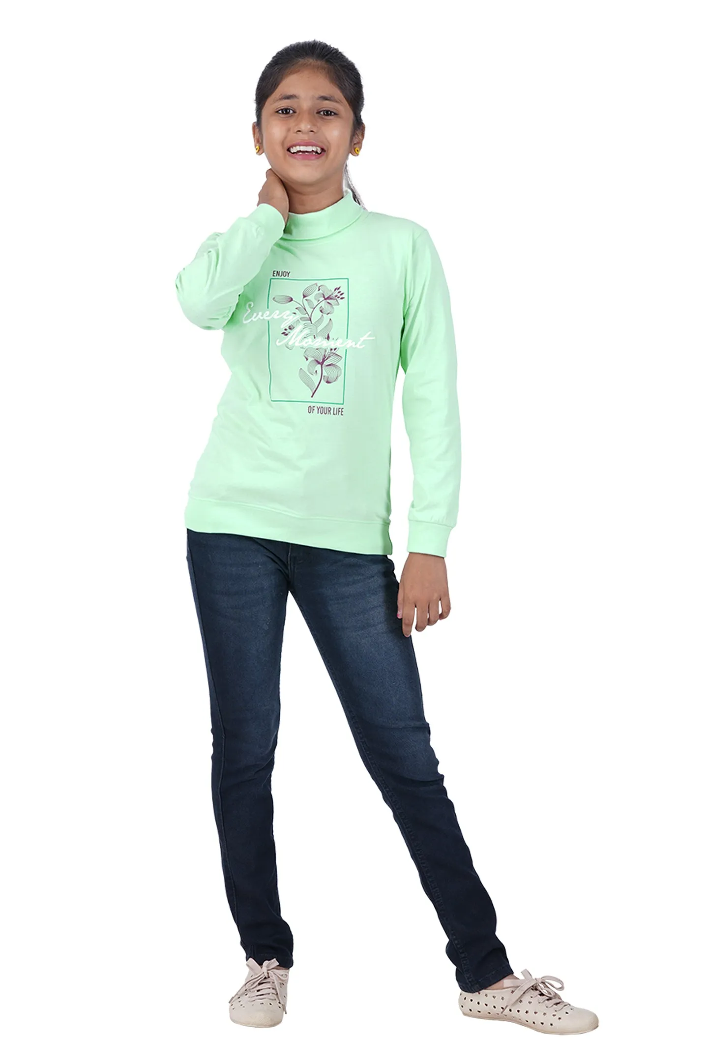 Girls HI-Neck Full Sleeve Tees - OPPO