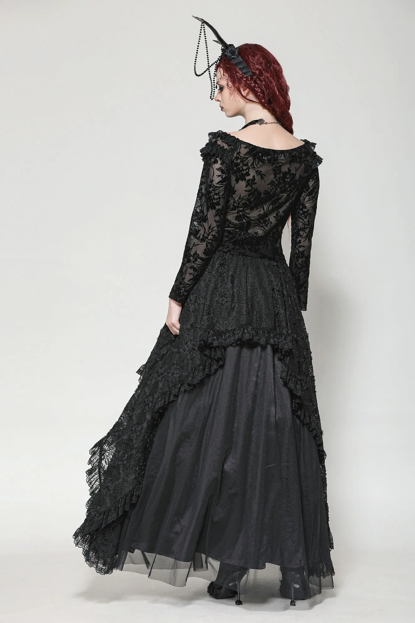Gothic Sexy Off-Shoulder Velvet Lace Top TW611