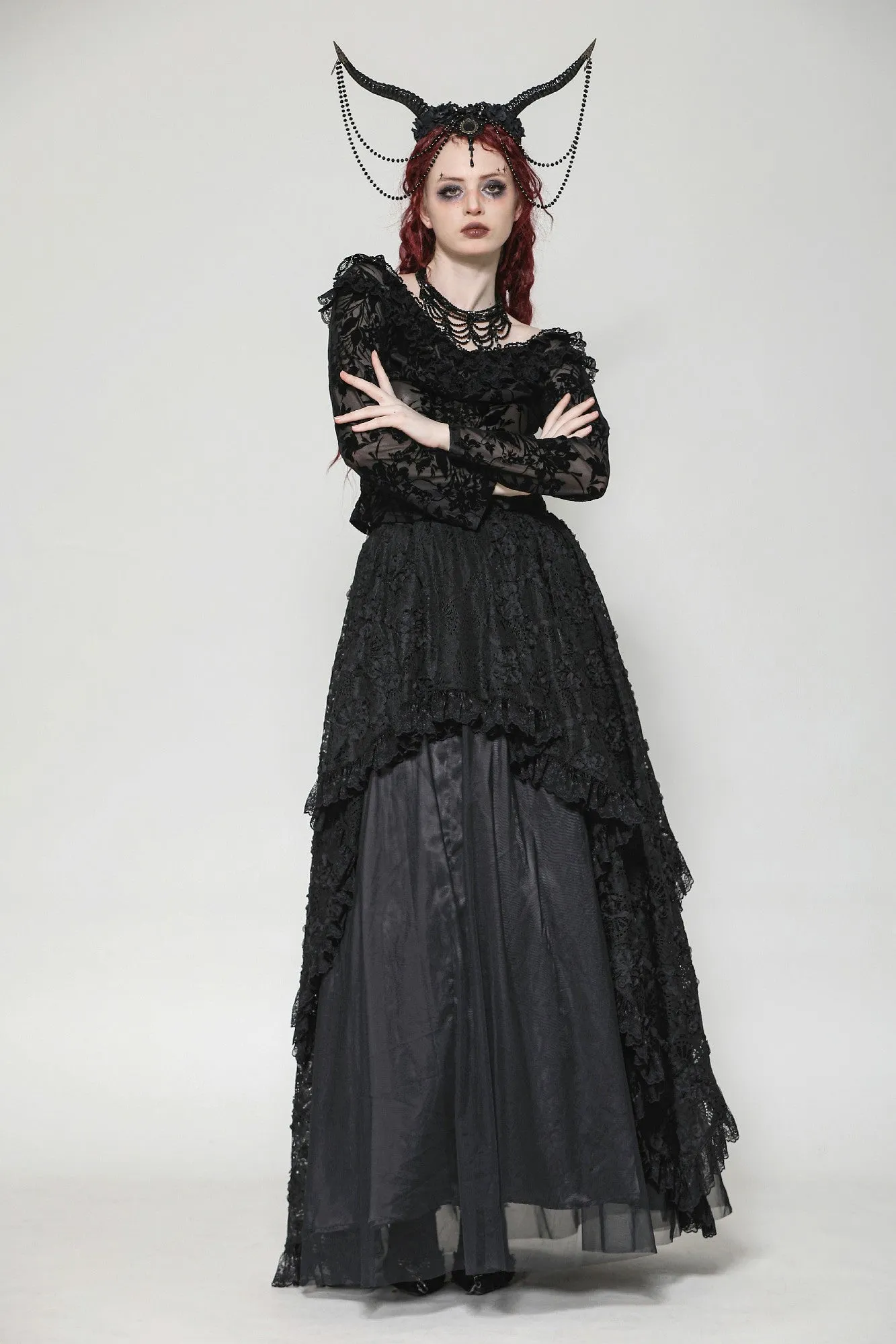 Gothic Sexy Off-Shoulder Velvet Lace Top TW611
