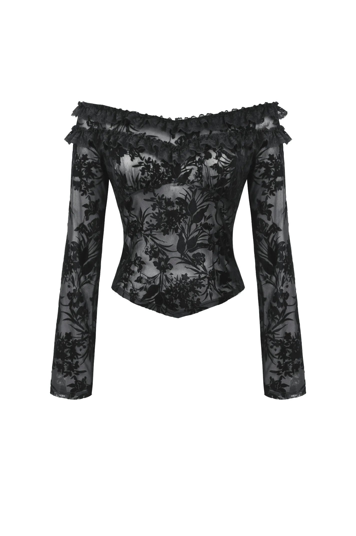 Gothic Sexy Off-Shoulder Velvet Lace Top TW611