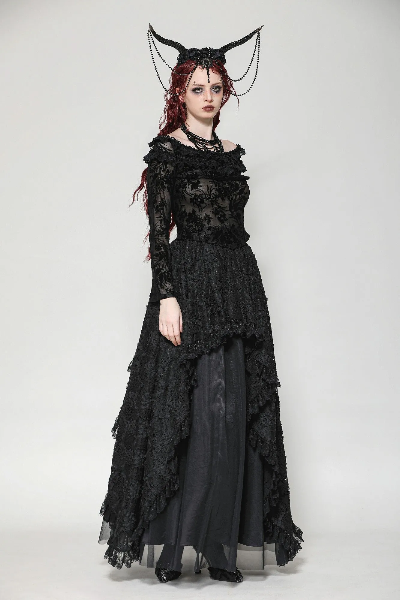Gothic Sexy Off-Shoulder Velvet Lace Top TW611