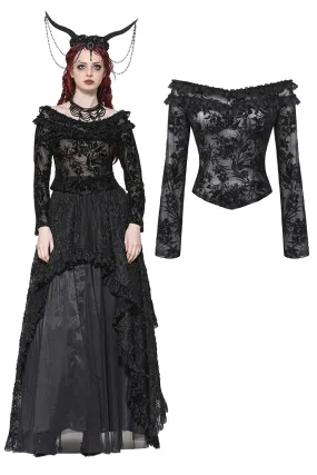 Gothic Sexy Off-Shoulder Velvet Lace Top TW611