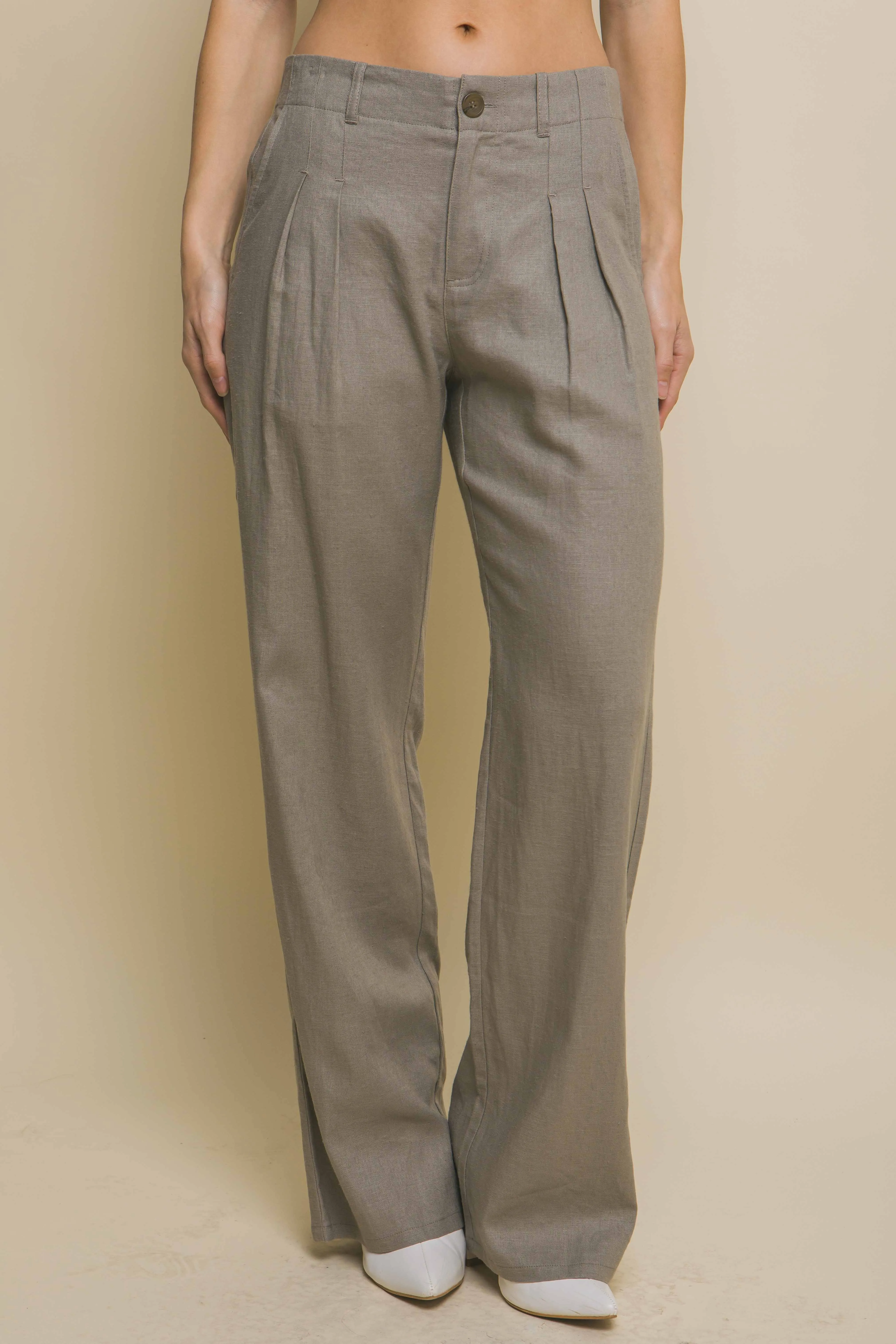 Greystone Linen Tailored Wide Leg Pants