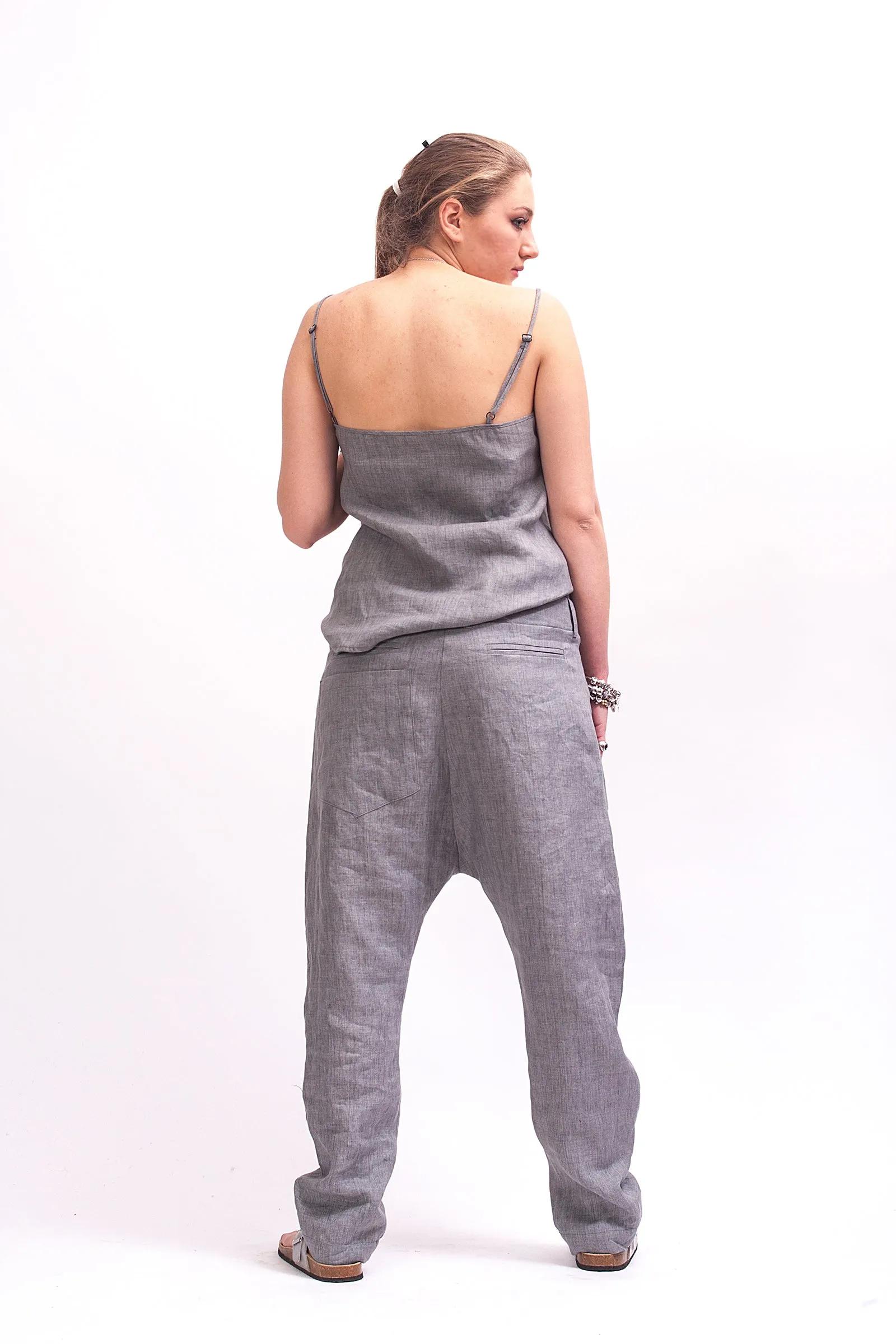 Loose Fitting Avant Garde Linen Harem Women's Pants