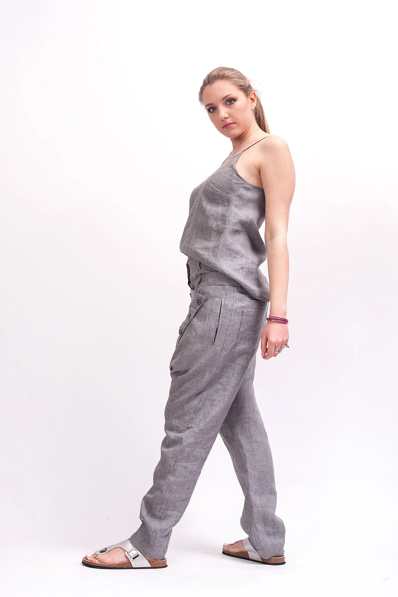 Loose Fitting Avant Garde Linen Harem Women's Pants